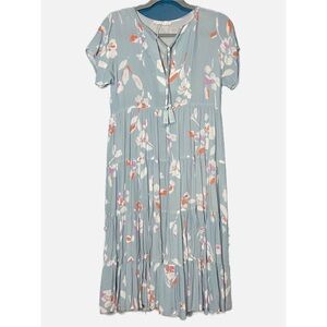 Karlie blue floral boho cottagecore coquette girl midi dress size Small NWOT